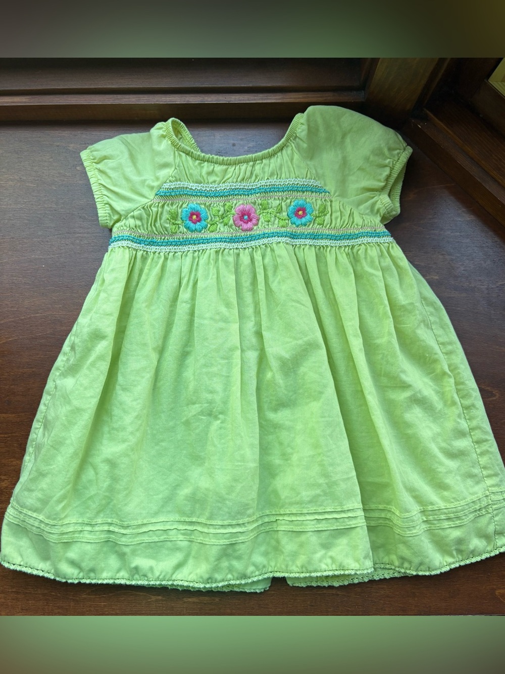 Vintage Smocked Lime Green Baby Girl dress